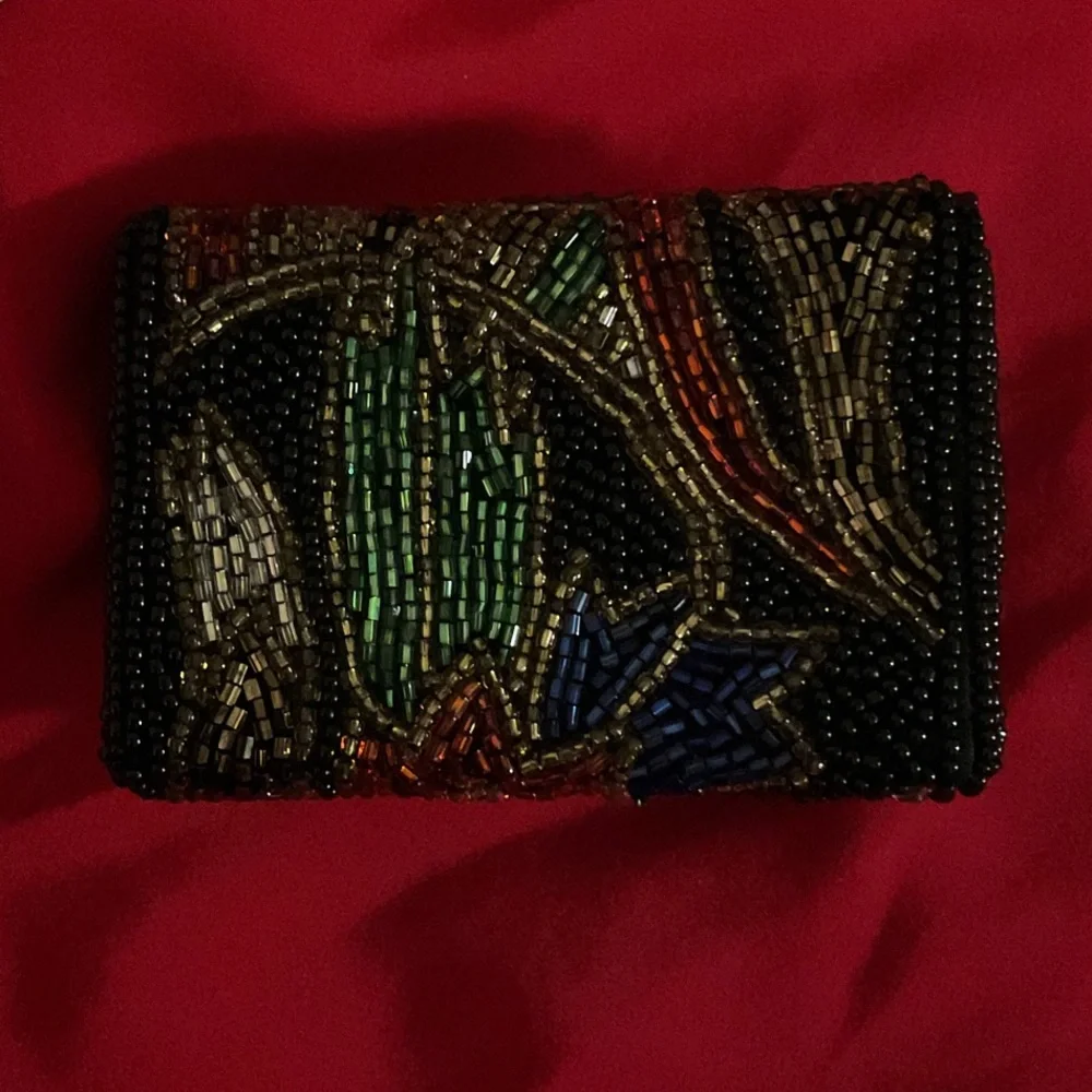 Vintage Beaded Lipstick  case with  Mirror